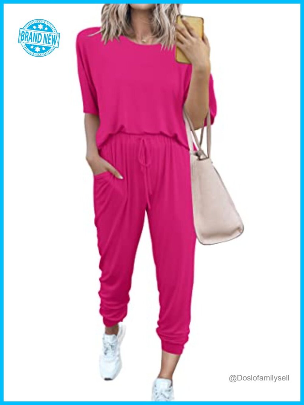Women 2 Piece Lounge Set Short Sleeve Top Drawstring Pants Tracksuit
